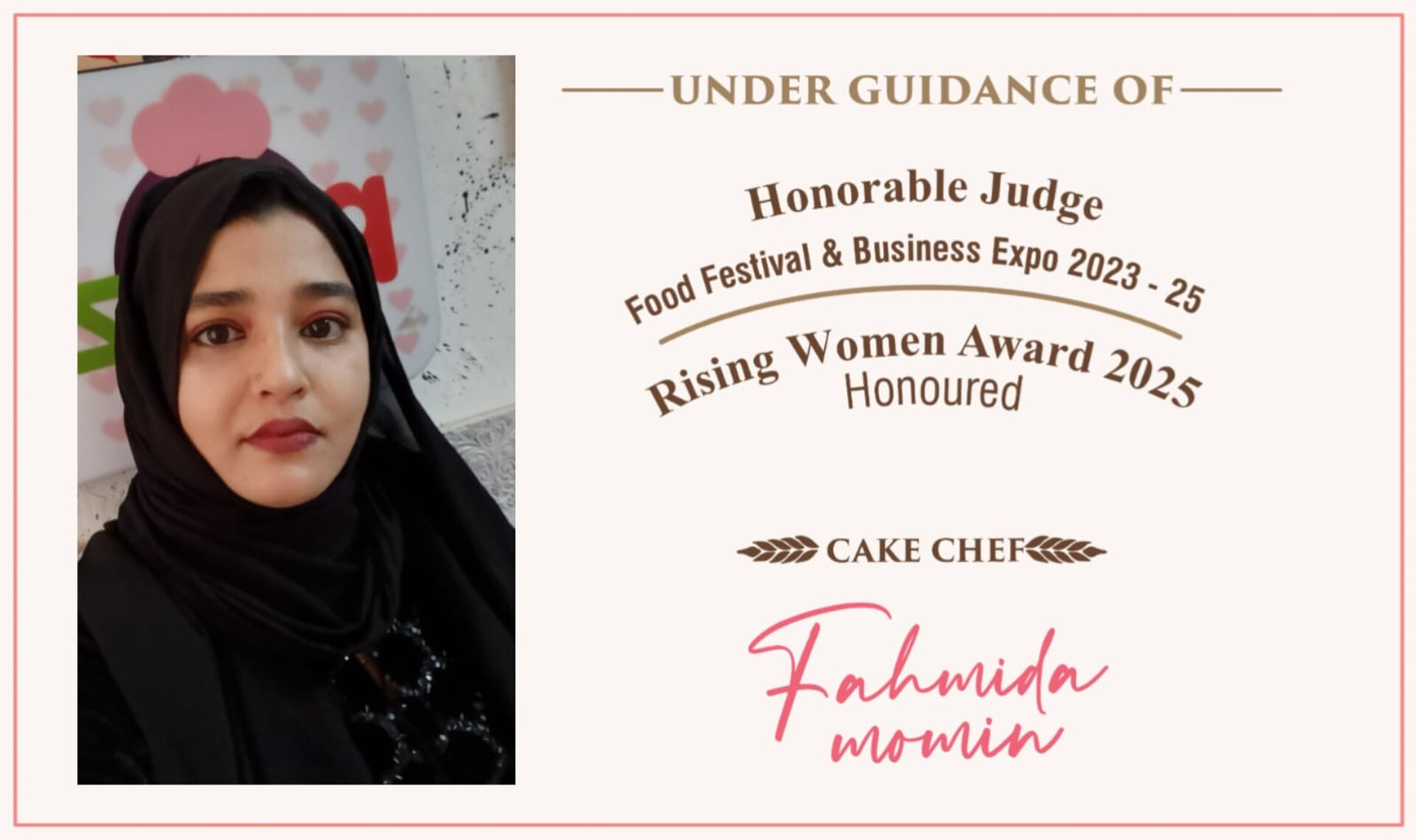 Chef Fahmeeda Momin - Founder of Popinz Cake Bakers & Academy